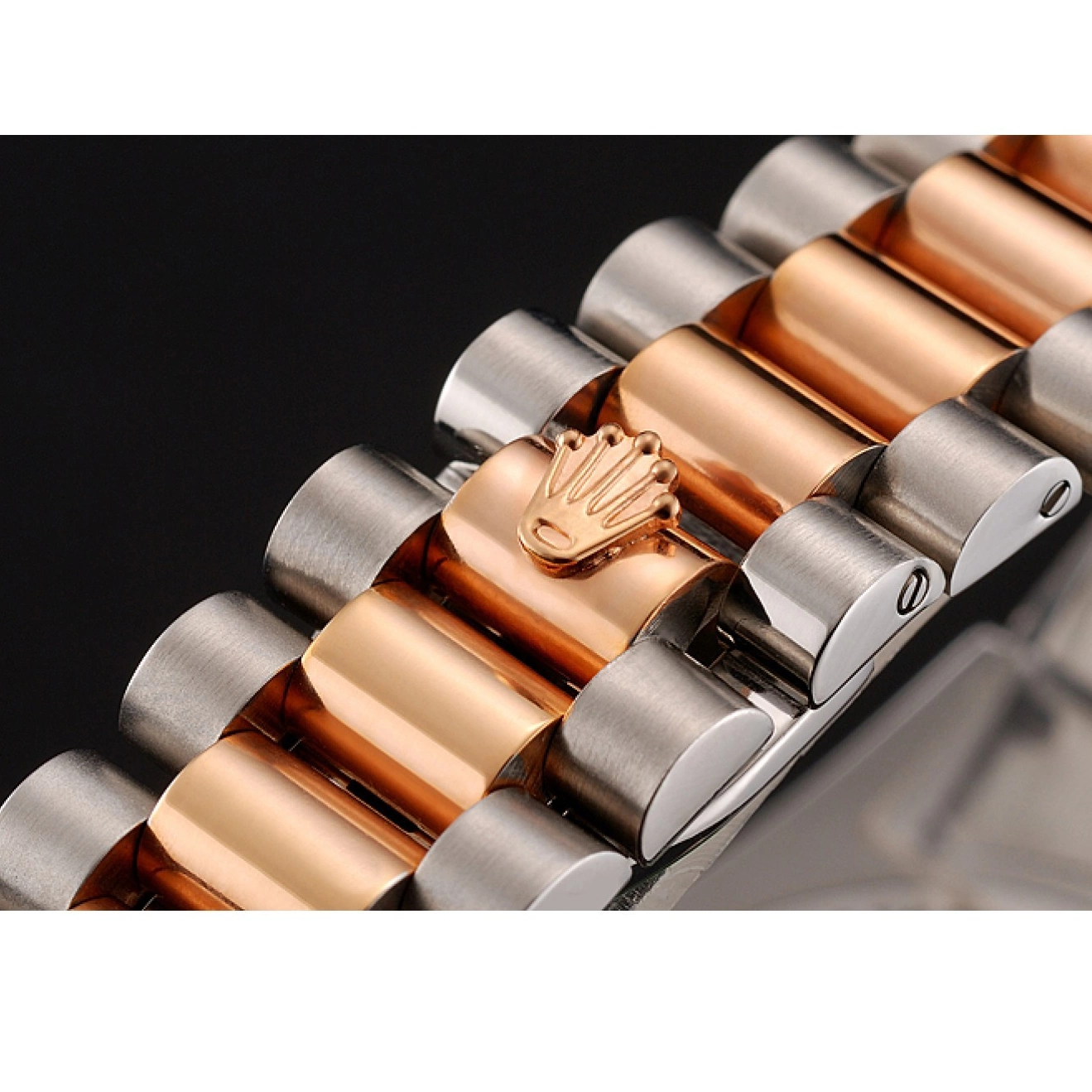 Aaa replica watch Rubies Rose Steel And Rolex Bracelet Dial 1454106 Black Diamonds Day-Date And Swiss Gold Staineless 0820